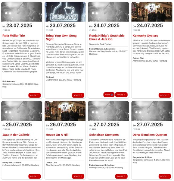 Eventkalender-Modul für Veranstaltungs-Webseiten (Beispiel)